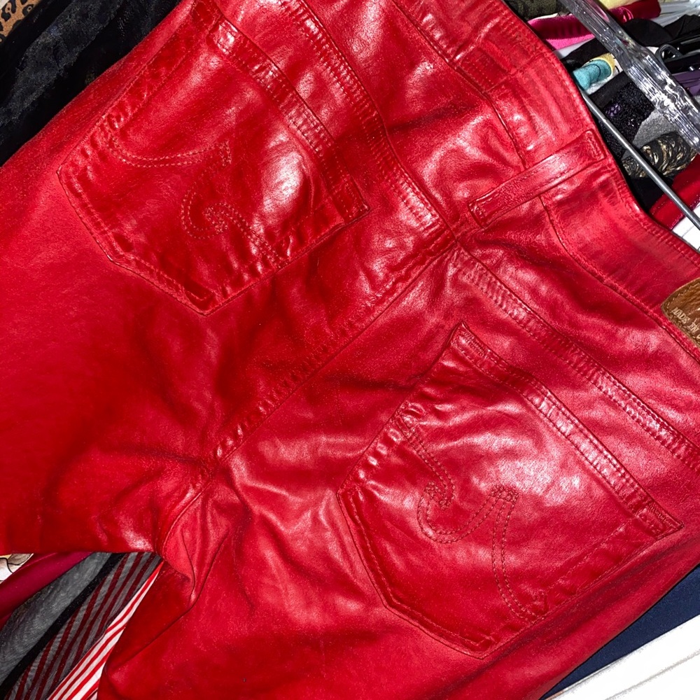 Adriano Goldschmied Red Leather SkinnyJeanLegging!
